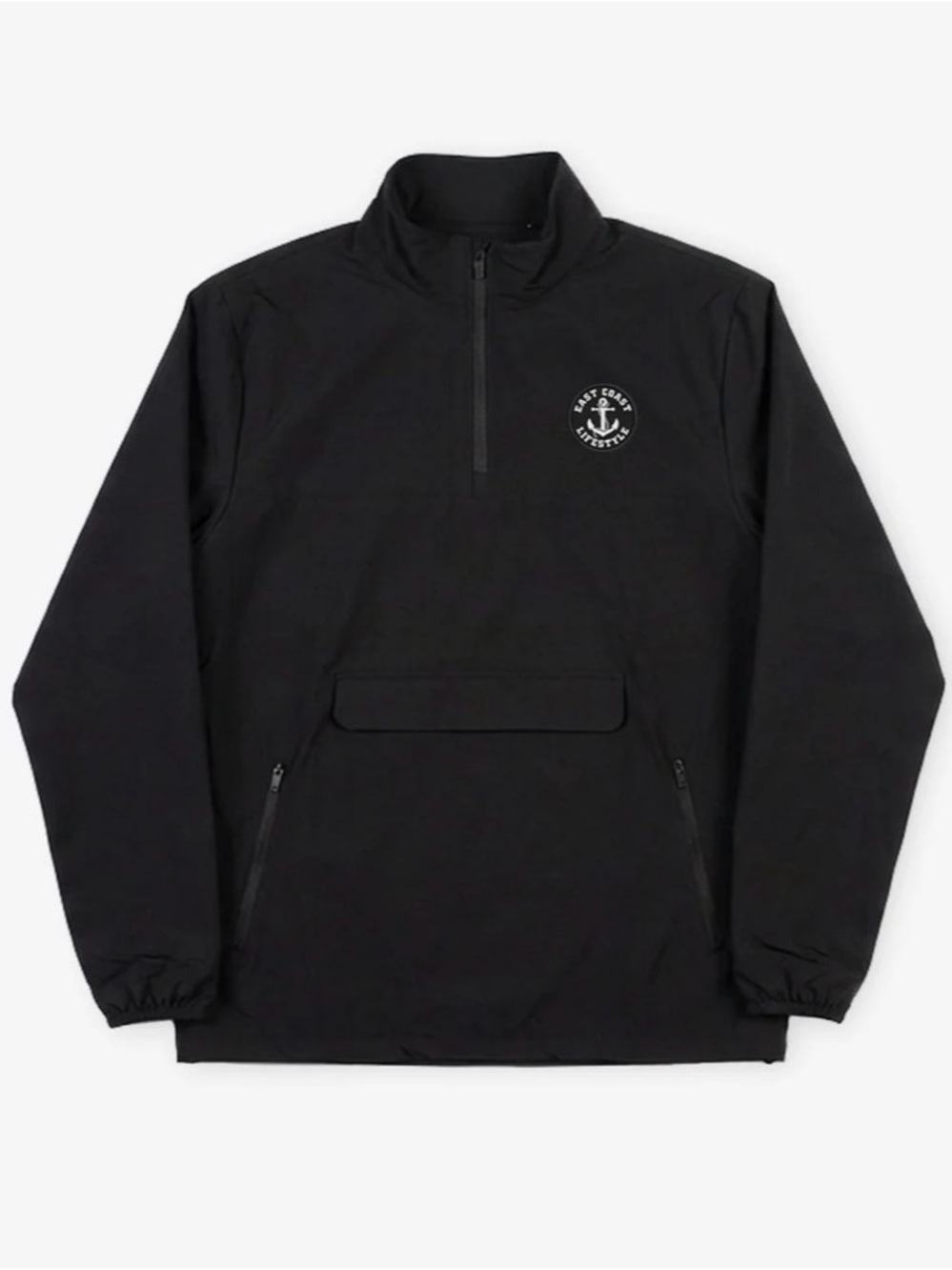 East Coast Lifestyle Unisex fit Black Quarter-Zip Anorak